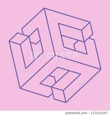 Impossible optical illusion shapes. Logo. Optical art object. Impossible figures. Line art. Unreal geometric objects. 131812207