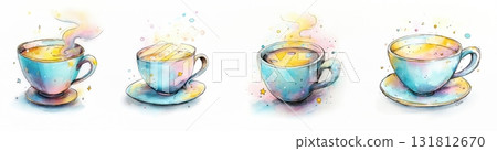 Cute watercolor illustration of  colorful teacup 131812670