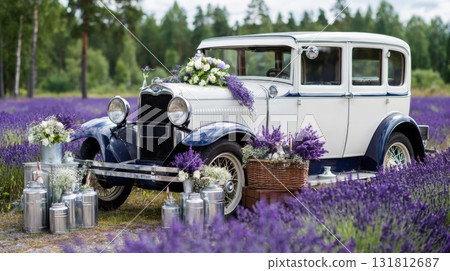 Vintage lavender colored convertible car 131812687