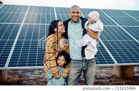 Black family, kids or solar energy with parents and daughter siblings on a farm together for sustainability. Children, love or electricity with man and woman girls bonding outdoor for agriculture Black family, kids or solar energy with parents and daughter siblings on a farm together for sustainability. Children, love or electricity with man and woman girls bonding outdoor for agriculture 131813066