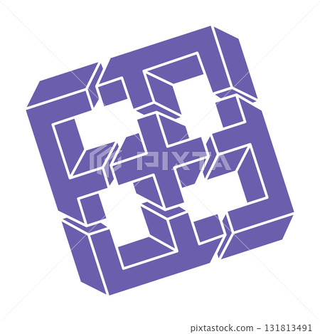 Impossible shapes. Sacred geometry figure. Optical illusion logo. Abstract eternal geometric object. Impossible endless outline. Line art. Optical art. Impossible geometry shape on a white background. Impossible shapes. Sacred geometry figure. Optical illusion logo. Abstract eternal geometric object. Impossible endless outline. Line art. Optical art. Impossible geometry shape on a white background. 131813491