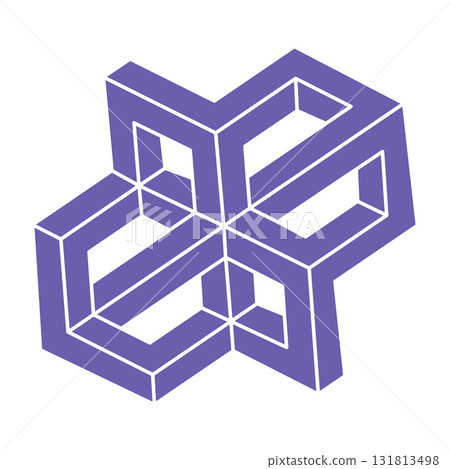 Impossible shapes, optical illusion, vector. Optical art objects. Logo. Geometric figures. Impossible shapes, optical illusion, vector. Optical art objects. Logo. Geometric figures. 131813498