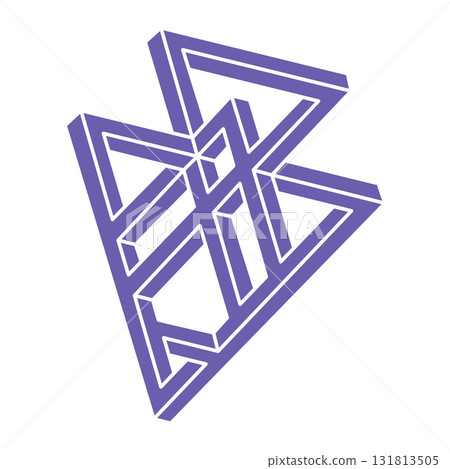 Impossible shape. Logo. Sacred geometry figure. Optical illusion. Abstract eternal geometric object. Impossible endless outline. Line art. Optical art. Impossible geometry shape on a white background. 131813505