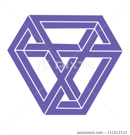Impossible optical illusion shapes. Logo. Optical art object. Impossible figure. Line art. Unreal geometric objects.  131813523