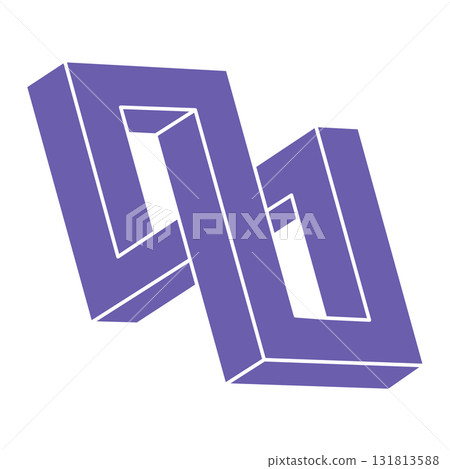 Optical illusion. Impossible shapes vector. Optical art object. Geometric figures. Escher paradox. Optical illusion. Impossible shapes vector. Optical art object. Geometric figures. Escher paradox. 131813588