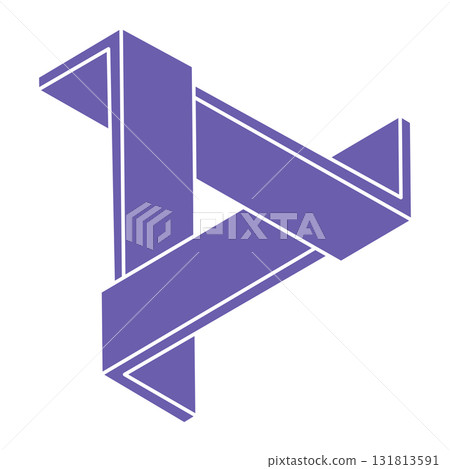 Impossible shapes. Logo. Sacred geometry figures. Optical illusion. Abstract eternal geometric object. Line art. Optical art. Impossible geometry shape on a white background. Escher paradox. 131813591