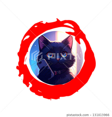 [貓咪角色] 黑貓在智慧型手機上說話 131813966