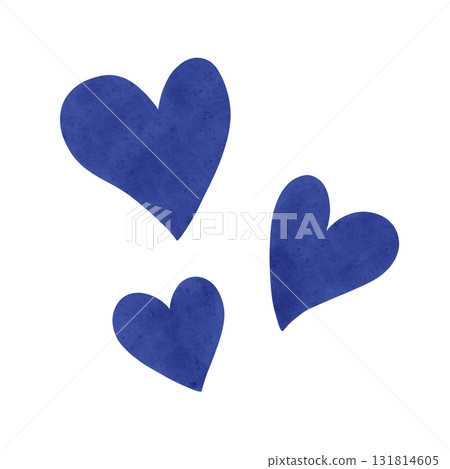 Dark blue heart pattern watercolor hand-drawn illustration 131814605