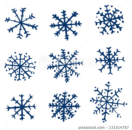 Cute hand drawn vector snowflakes for winter and Christmas decor and graphic design 131814787