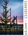 Aomori street and train station at sunset, in Japan 131814955