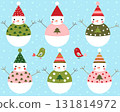 Set of cute Christmas snowman characters 131814972