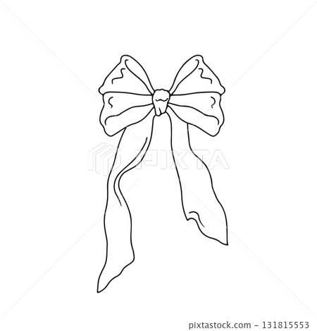 Hand drawn black line art fancy bow knot isolated on white background 131815553