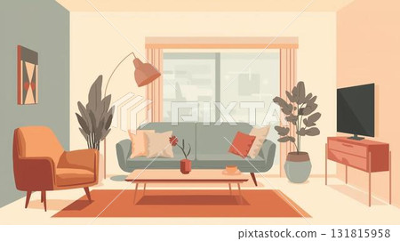 Calm living room 131815958