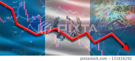 Guatemala financial crisis on economic graph. Financial fall of Guatemala on economy market 131816292