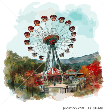 Dollywood. Dollywood hand drawn watercolor illustration 131816681