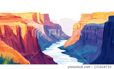 Grand Canyon National Park. Grand Canyon National Park hand drawn watercolor illustration Grand Canyon National Park. Grand Canyon National Park hand drawn watercolor illustration 131816710