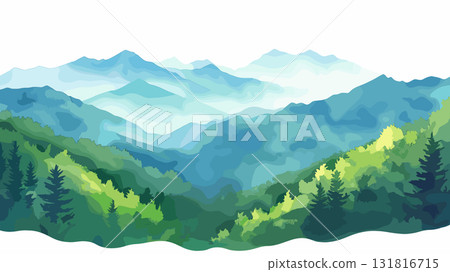 Great Smoky Mountains National Park. Great Smoky Mountains National Park hand drawn watercolor illustration Great Smoky Mountains National Park. Great Smoky Mountains National Park hand drawn watercolor illustration 131816715