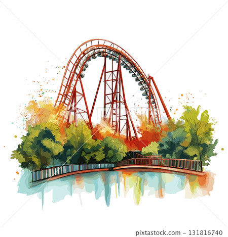 Cedar Point. Cedar Point hand drawn watercolor illustration 131816740