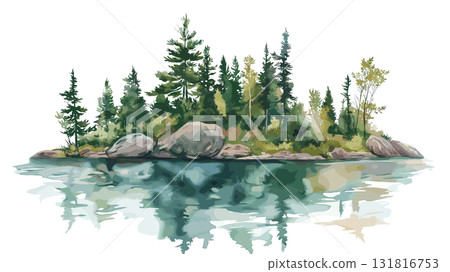 Isle Royale National Park. Isle Royale National Park hand drawn watercolor illustration Isle Royale National Park. Isle Royale National Park hand drawn watercolor illustration 131816753