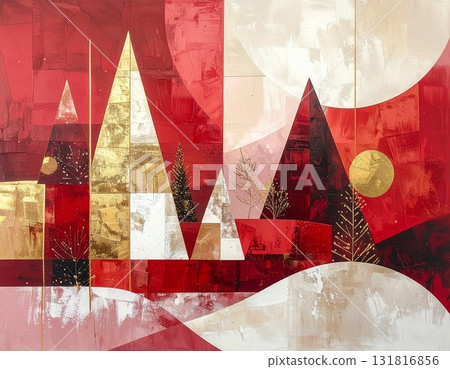 Christmas art drawn with minimalist geometry - A simple and elegant abstract design background image 131816856