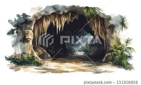 Harrisons Cave. Harrison Cave hand drawn watercolor illustration Harrisons Cave. Harrison Cave hand drawn watercolor illustration 131816858