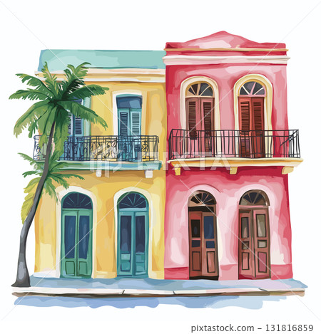 Havana. Havana hand drawn watercolor illustration Havana. Havana hand drawn watercolor illustration 131816859