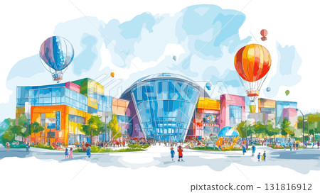 Mall of America. Mall of America hand drawn watercolor illustration 131816912