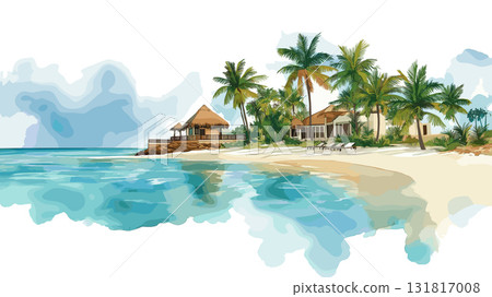 Punta Cana. Punta Cana hand drawn watercolor illustration Punta Cana. Punta Cana hand drawn watercolor illustration 131817008