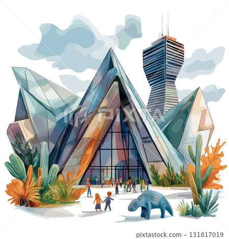 Royal Ontario Museum. Royal Ontario Museum hand drawn watercolor illustration Royal Ontario Museum. Royal Ontario Museum hand drawn watercolor illustration 131817019