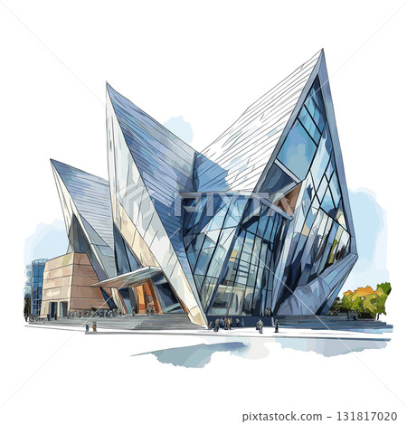 Royal Ontario Museum. Royal Ontario Museum hand drawn watercolor illustration Royal Ontario Museum. Royal Ontario Museum hand drawn watercolor illustration 131817020