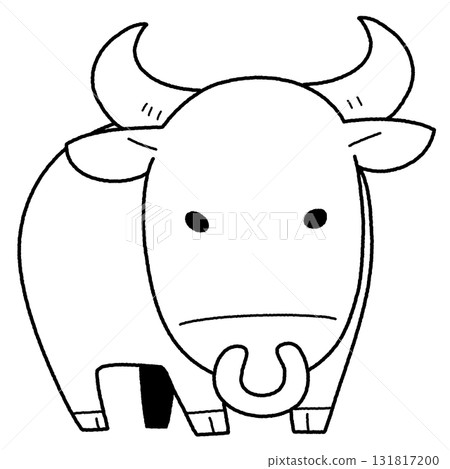 Monochrome cute bull illustration 131817200