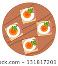 Illustration of prosciutto and boiled egg canapés Illustration of prosciutto and boiled egg canapés 131817201