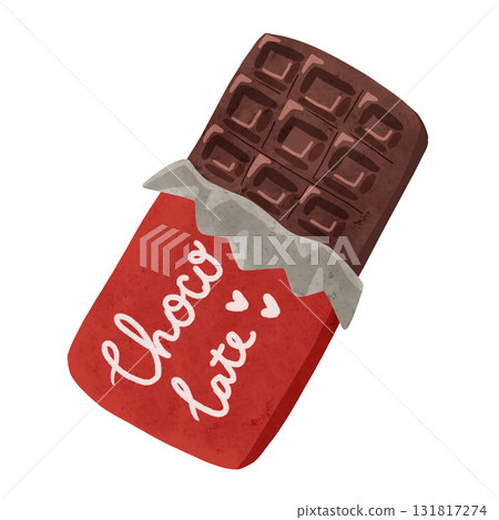 Chocolate bar watercolor hand-drawn illustration 131817274