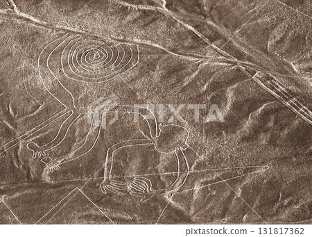 Nazca Lines, Peru, South America: Monkeys Nazca Lines, Peru, South America: Monkeys 131817362