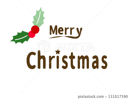 Christmas logo letters, brown dark brown, merry Christmas, simple design, white background 131817390