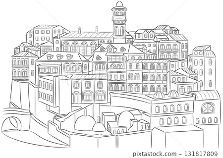 Old Town Tbilisi, Georgia illustration Old Town Tbilisi, Georgia illustration 131817809