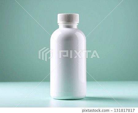 Blank White Plastic Bottle Mint Green Studio Mockup 131817817