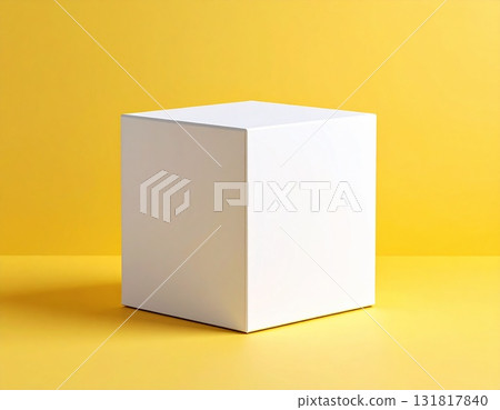 White Box Mockup on Yellow Background White Box Mockup on Yellow Background 131817840