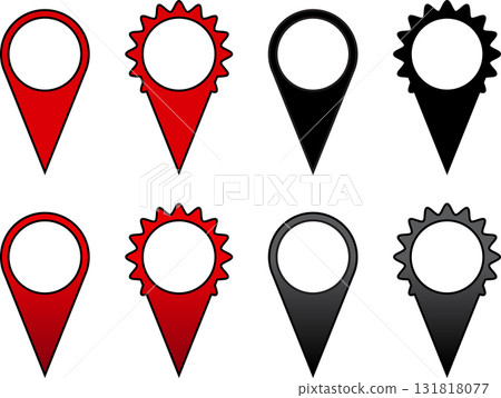 Icon Set of location pin flat design, red and black color 2 styles for website, printing, card, poster.  131818077