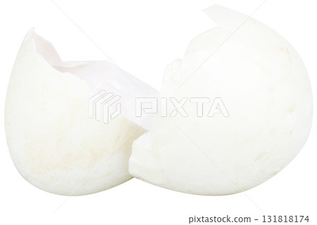 Broken duck eggshell on white background 131818174