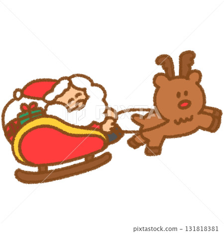 Santa Claus riding a sleigh with reindeer and presents Santa Claus riding a sleigh with reindeer and presents 131818381