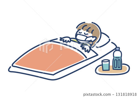 Vector illustration of a woman who is sick and in bed Vector illustration of a woman who is sick and in bed 131818918