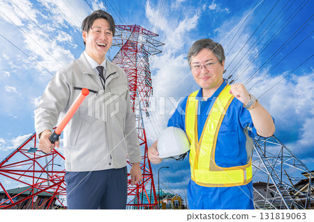 Steel tower and work team Steel tower and work team 131819063