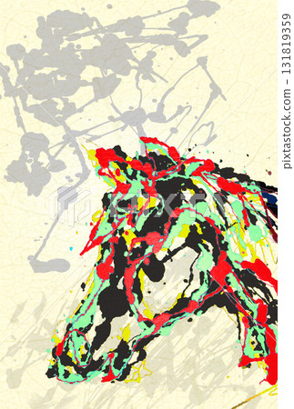 New Year's Card, Art, Abstract, Vertical, No Greetings, Yellow Background, 2026, Reiwa 8, Pollock-esque New Year's Card, Art, Abstract, Vertical, No Greetings, Yellow Background, 2026, Reiwa 8, Pollock-esque 131819359