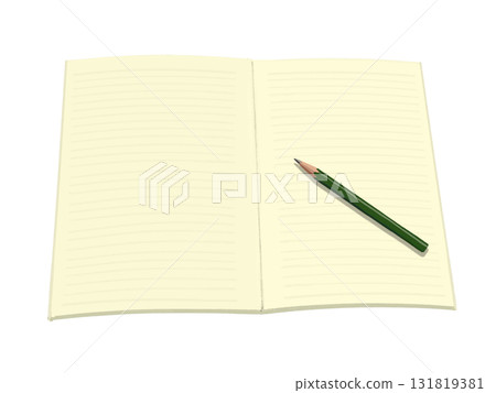 Notebook and pencil (horizontal lines) cream 131819381