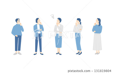 憂心忡忡的女性商業團隊的完整插圖集 131819804