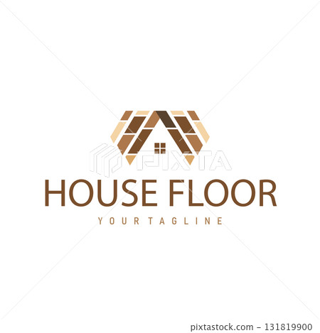 Home decor floor logo with modern aesthetic wood and stone floors and poster template illustration design for brands and symbol 131819900