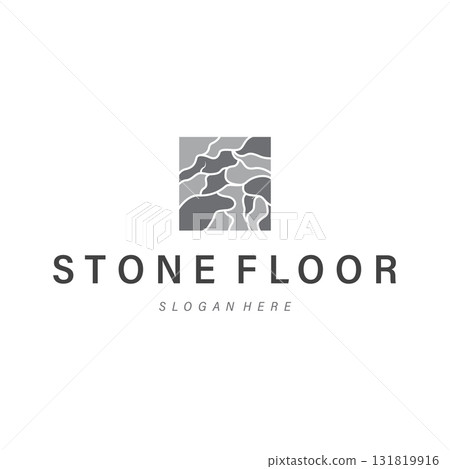 Home decor floor logo with modern aesthetic wood and stone floors and poster template illustration design for brands and symbol 131819916