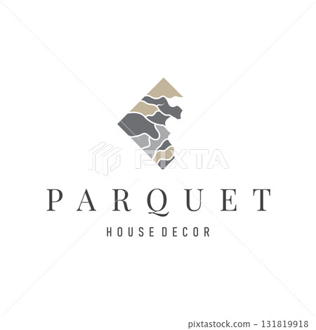 Home decor floor logo with modern aesthetic wood and stone floors and poster template illustration design for brands and symbol 131819918