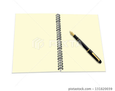Ring notebook and fountain pen (plain) cream Ring notebook and fountain pen (plain) cream 131820039